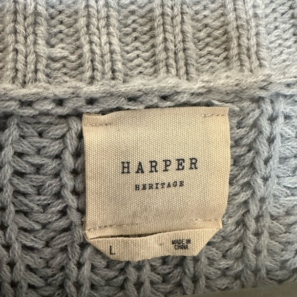 Harper Heritage light blue cable knit cardigan sweater, size L - Picture 7 of 8